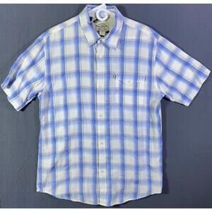 Ralph Lauren Polo Jeans Button Down Shirt - L - Short Sleeve Blue White USA Flag